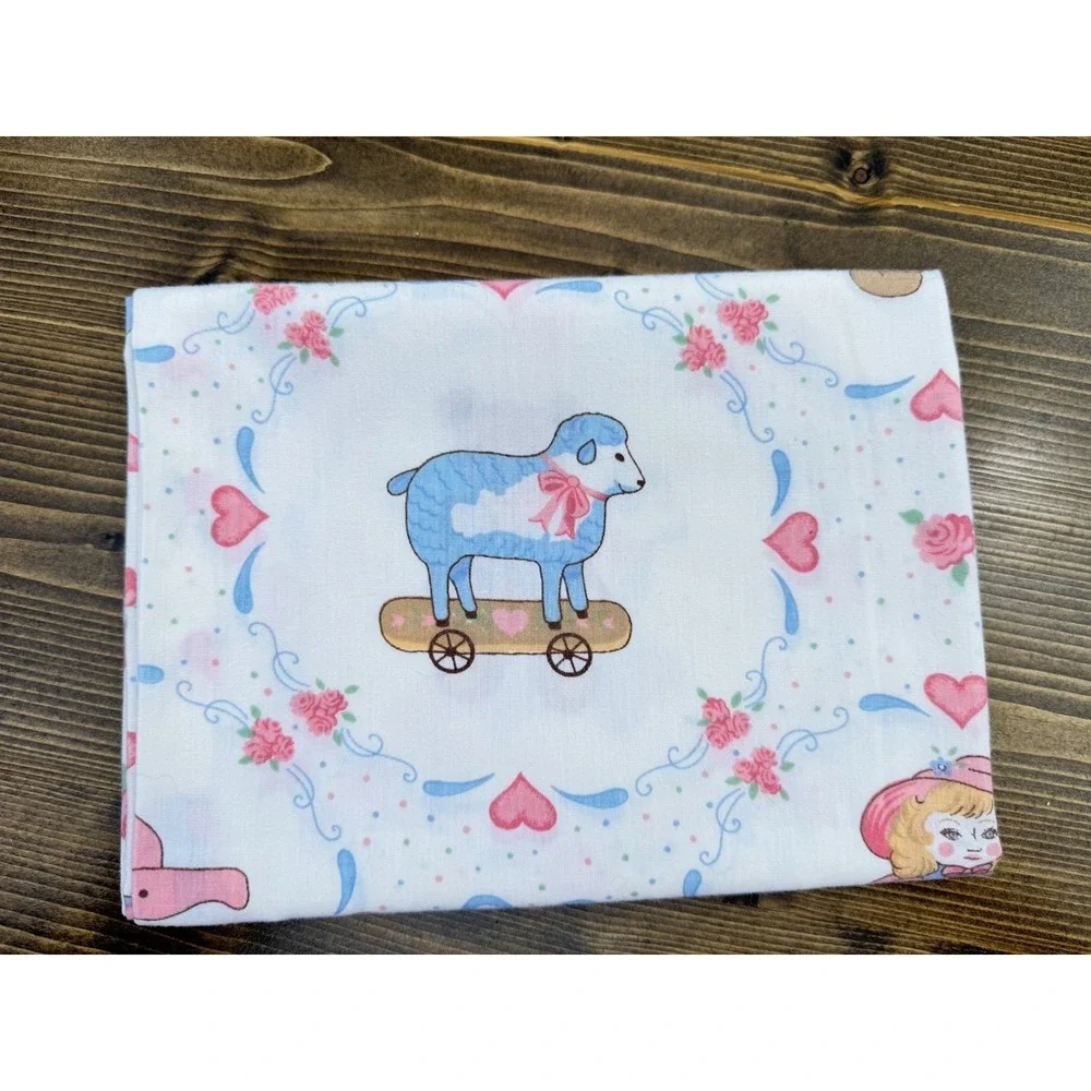 Vintage‎ Handmade Pillowcases Pair Nursery Teddy Bear Doll Kids Pastel Retro